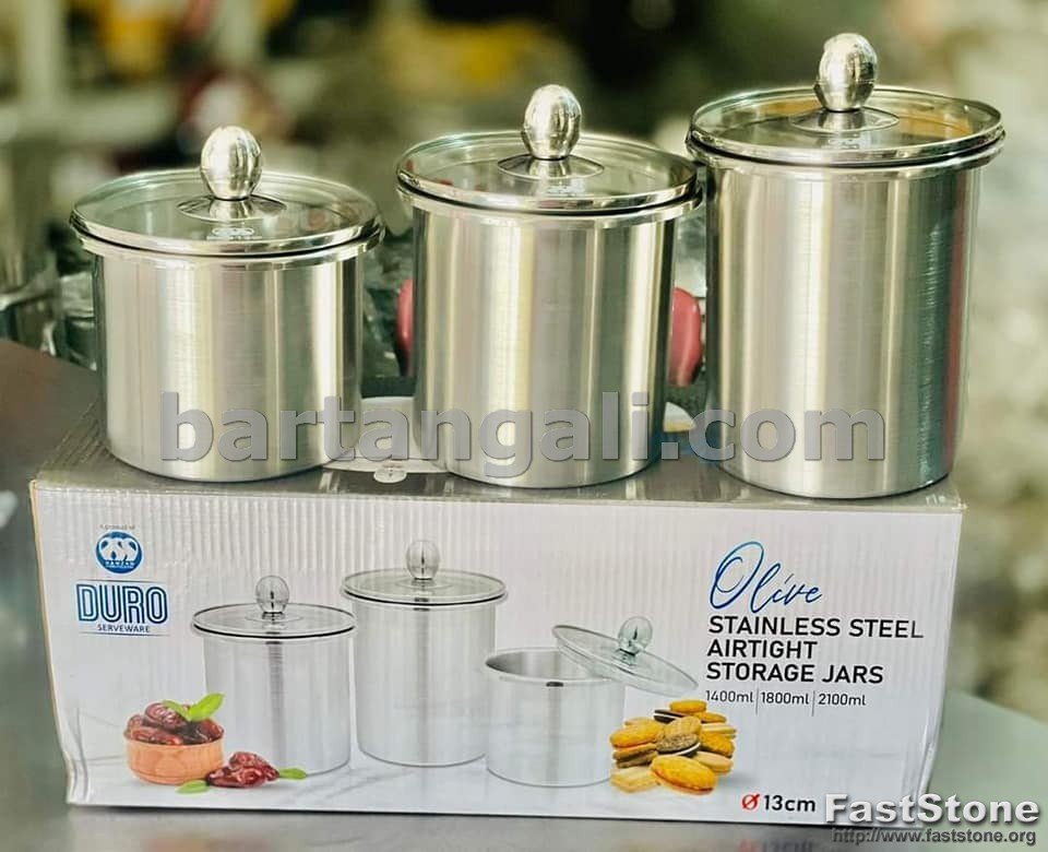 storage jar 3 pes set with glass lid - Image 1